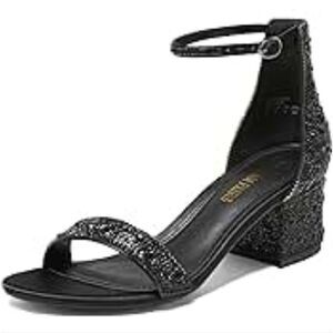 Dream Pairs Rhinestone 3-Inch Chunky Heel Sandals, like new sz 9